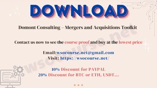 [WSOCOURSE.NET] Domont Consulting – Mergers and Acquisitions Toolkit