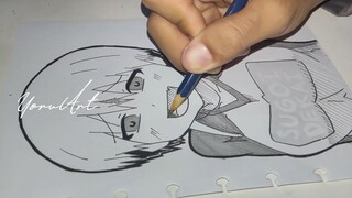 Speed Drawing Anime - Drawing Uzaki Hana from Uzaki Chan wa Asobitai | YoruArt (Menggambar Anime)
