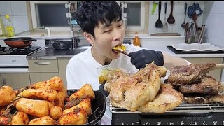 꽃돼지 토마호크 스테이크 총각김치 매운카레 한식먹방[korean food]mukbang Eating show 吃播