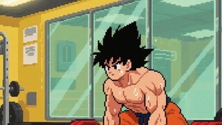 Dragon Ball Goku's gym weightlifting Vlog, but the pixel version
