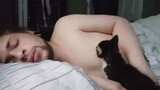Pria yang memelihara kucing, seharusnya pakai baju ketika tidur kan...