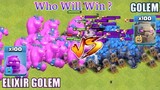 ELIXIR GOLEM VS GOLEM | WHO WILL WIN | CLASH OF CLANS