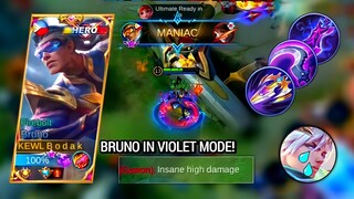 BRUNO HIGH DAMAGE BUILD IN VIOLET MODE | BRUNO BEST BUILD AND EMBLEM MLBB - Master Bodak