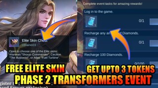 Phase 2 Transformers Event & Get Upto 3 TOKENS | Free Elite Skin Event | Release Date | MLBB