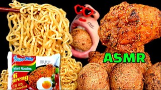 [Real Mouth] Mỳ trộn Indonesia cay cay, đùi gà rán giòn, viên phô mai chiên béo ngậy #asmr #mukbang