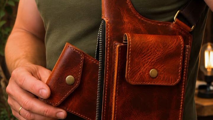 Shoulder bag. Genuine cowhide. Handmade.