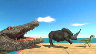 Dinosaurs vs Animals Race in Crocodile Parkour - Animal Revolt Battle Simulator