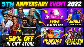 Free Fire 5th Anniversary Event | Anniversary Calender | How To Claim 5th Anniversary Free Rewards |