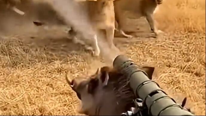 🦁🐗 Funny moments between a warty pig and a lion 😂 Jungle Madness: Unbelievable antics!