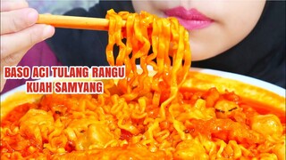 LAMBUNG AMAN❓ASMR BASO ACI TULANG RANGU KUAH SAMYANG EXTRA PEDAS | ASMR MUKBANG INDONESIA