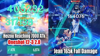 My Heizou Reaching 7000 Atk - Jean 165k Fall Damage ft Heizou Oneshot Combo 2.8 12-3