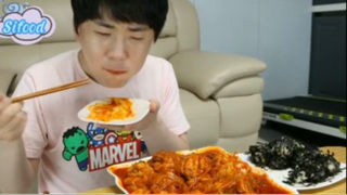 Miến kim chi, cơm nắm, gà phần 4 #mukbang