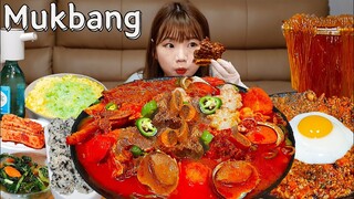 🍖맵싹~한 전복낙지소갈비찜,볶음밥,소주먹방🥘 이 정도면 방구석 매운갈비찜 맛집😎 혼술 한식 GALBIJJIM MUKBANG ASMR EATINGSHOW REALSOUND 요리 먹방