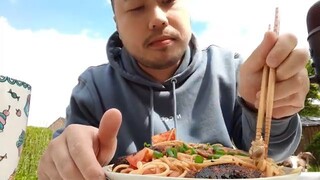 ASMR Eating Asian Style Spaghetti & Chicken Wings (Slurping Sounds, Smacking Sounds)