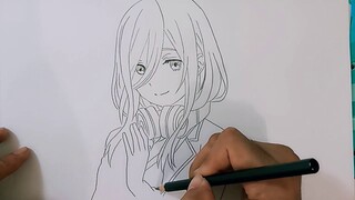 CARA MENGGAMBAR ANIME CEWEK ||  NAKANO MIKU || GOTOUBUN NO HANAYOME