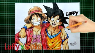 DRAWING LUFFY & GOKU (ONE PIECE X DRAGON BALL) | Speed Drawing | Art 2