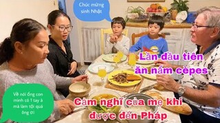 Nấm Cèpes xào cho mẹ ăn thử/cảm nghĩ của mẹ khi đến Pháp/bữa cơm gia đình/cuộc sống pháp