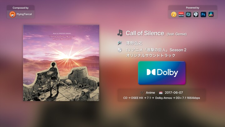 [4K Dolby 7.1] Call of Silence - Yasuharu Nakamura/Gemie VoiceMeeter+Logic Pro phối lại