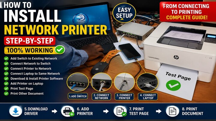 How to Install a Network Printer Step by Step | Connect Printer to LAN & Share with Multiple PC