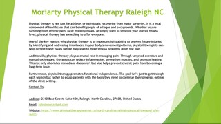 Moriarty Physical Therapy Raleigh NC