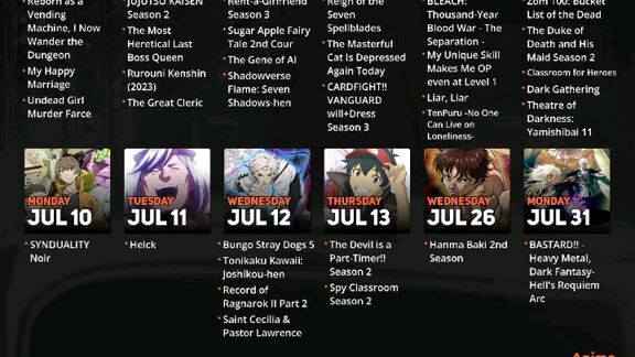 upcoming July anime