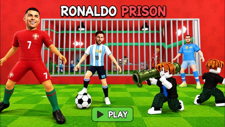 RONALDO MESSI AND HALAND PRISON RUN OBBY  ROBLOX RONALDO PRISON RUN