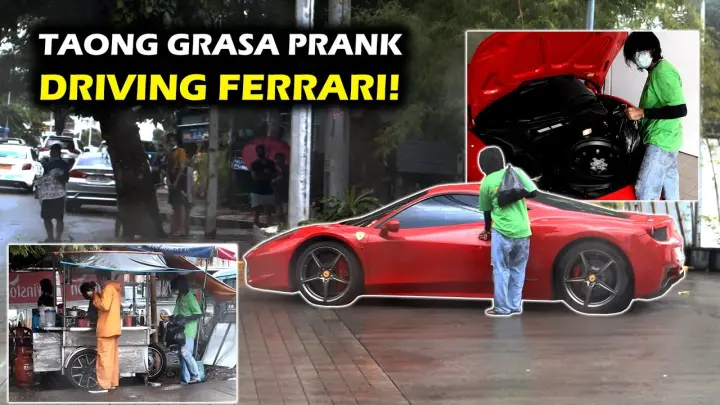 Taong grasa prank "Driving Ferrari 🏎" ( Homeless Rich Kid ) nagulat sila 😱