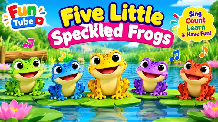 Five Little Speckled Frogs 🐸 | Nursery Rhymes for Kids | Counting Song for Toddlers | Fun Tube