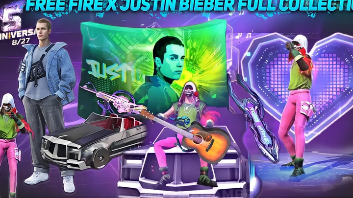 FREE FIRE X JUSTIN BIEBER บทวิจารณ์แบบเต็ม คอลเลกชันครบรอบ 5 ปี PART-2 FF กิจกรรมใหม่