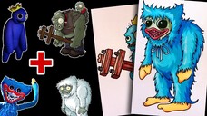 Hướng dẫn vẽ BLUE - ZOMBISTEIN và HUGGY WUGGY - YETI | Peter Roblox Drawing