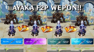 Ayaka F2P Weapon Comparison!! Which one is the best? DMG Comparison | Genshin Impact |