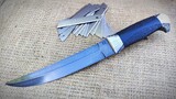 Handmade】Gunakan sekelompok pisau utilitas untuk menempa gagang tanduk ebony Pisau berburu baja Uzi 