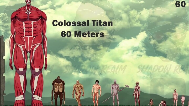 Size Comparison, "Attack on Titan" Comparison of the smallest sizes of Titans