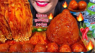 MAKAN BAKSO GUNUNG PEDAS *SPICY MOUNTAIN MEATBALL, ENOKI MUSHROOMS ASMR MASSIVE Eating Sounds