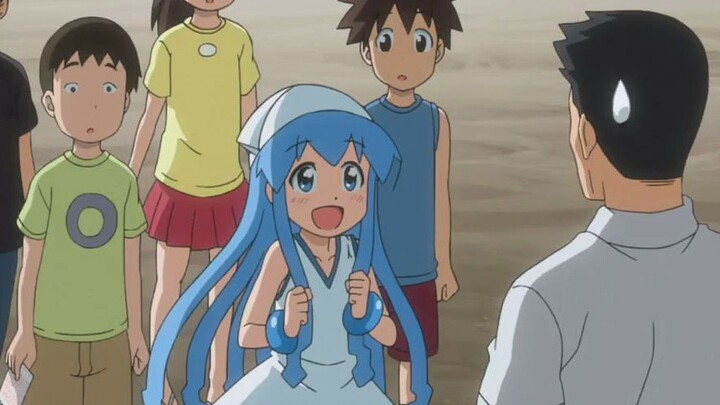 Squid Girl was doing gymnastics in a group of elementary school students, and everyone standing next