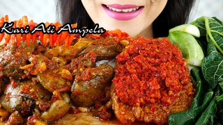 ASMR KARI ATI AMPELA PEDAS, IKAN FILLET SAMBEL MERCON, LALAPAN  DAUN PEPAYA | ASMR MUKBANG INDONESIA