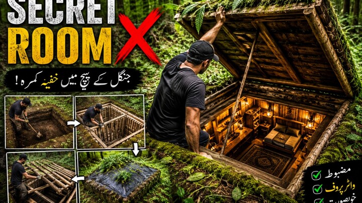 🌲 جنگل کے بیچ بنایا خفیہ کمرہ 😱 | Secret Room X | حیران کن Underground Room