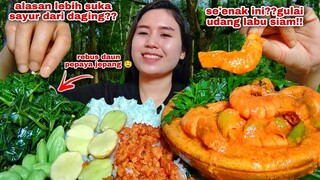 GULAI UDANG LABU SIAM!!MUKBANG LALAPAN JENGKOL MENTAH SAMA PETE MENTAH REBUS DAUN PEPAYA JEPANG