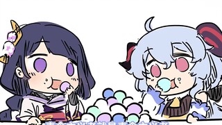 【提瓦特幼儿园】雷电电和甘雨雨又在吃点心了，旅行者也要吃！