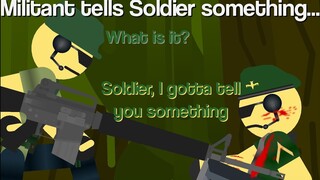 Militant tells Soldier something... - Tower Defense Simulator