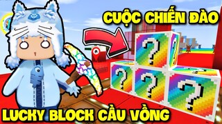 MEOWPEO CUỘC CHIẾN ĐÀO LUCKY BLOCK CẦU VỒNG CHẾ TẠO ĐỒ VIP TRONG MINI WORLD MINI GAME