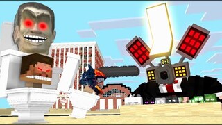 Monster School : Herobrine And Chainsaw Man BECAME SKIBIDI TOILET | PART 2 - Minecraft Animation