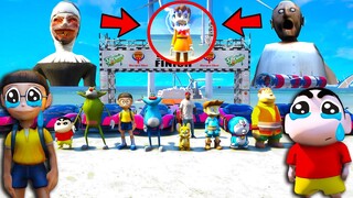 Granny  Kidnaped Suzuka in WaterSpeed Mega Ramp Challenge With Shinchan doraemon 😱In Gta5 Telugu