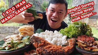 MUKBANG JENGKOL GORENG SAMBAL TERASI IKAN ASIN TAWES LALAPAN MENTAH + IKAN PATIN MANDI SAMBAL PEDAS
