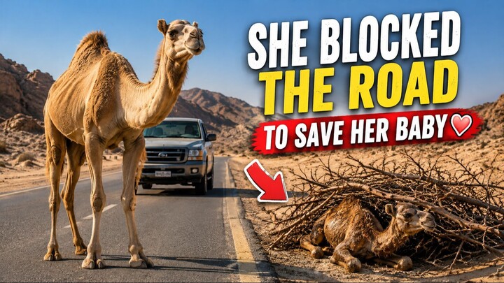 Mother Camel Blocked the Road… Then They Discovered Her Baby 🐪❤️