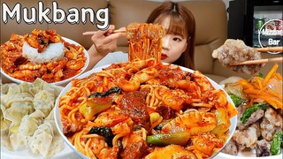 🍜해물고기볶음짬뽕,소고기탕수육,물만두먹방🥟 중식 땡길땐 집에서 간단히? 만들어먹기 😎 혼술 소주 짬뽕 Noodle MUKBANG ASMR EATINGSHOW REALSOUND 먹방