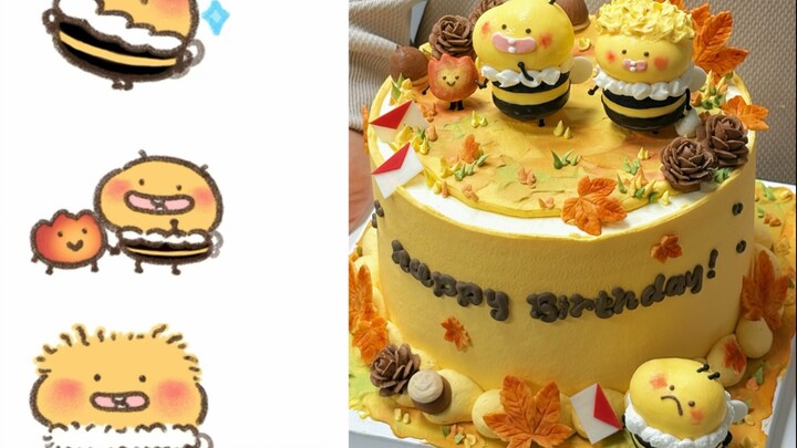 I turned little bees into a cake! The taste of autumn~