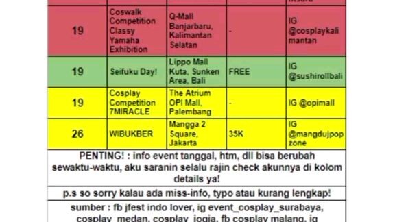 jadwal ifen anime maret
