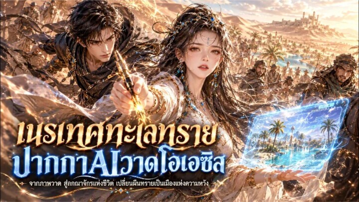 พากย์ไทย 💕ข้ามภพถูกเนรเทศทะเลทราย ใช้ระบบกระดานวาดAIสร้างสิ่งของ กลายเป็นเจ้าเมือง