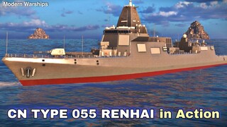 Modern Warships: CN TYPE 055 RENHAI in Action. online match gameplay.